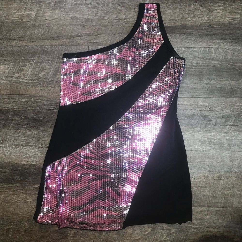 Sequin One Shoulder Shirt